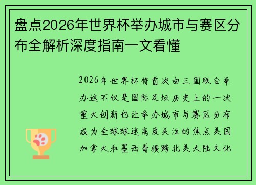 盘点2026年世界杯举办城市与赛区分布全解析深度指南一文看懂